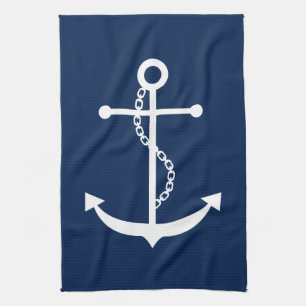 Navy Blue Anchor Handtuch