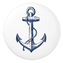Navy Blue Anchor Keramikknauf