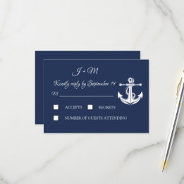 Navy Blue Anchor Nautical Elegante Summer UAWG RSVP Karte
