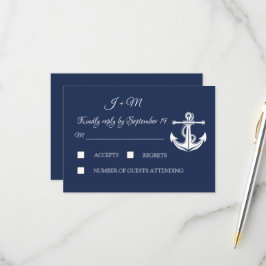 Navy Blue Anchor Nautical Elegante Summer UAWG RSVP Karte