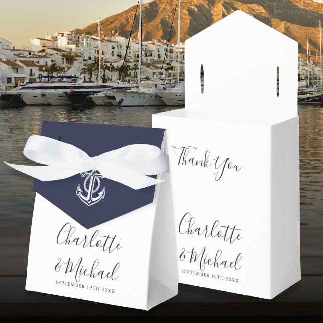 Navy Blue Anchor Nautical Wedding Geschenkschachtel (Navy Blue Anchor Nautical Wedding Favor Boxes)