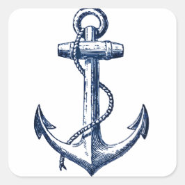 Navy Blue Anchor Quadratischer Aufkleber