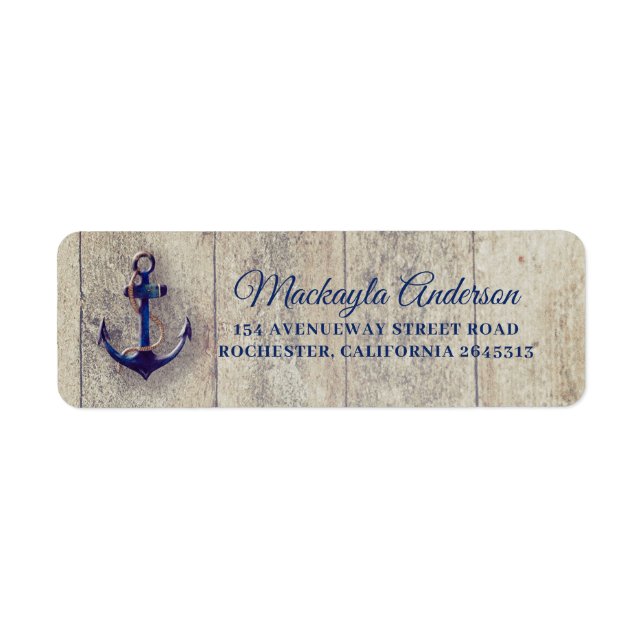 Navy Blue Anchor Rustic Driftwood Nautic (Vorne)
