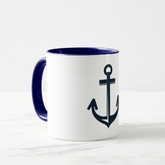 Navy Blue Anchor Tasse (Vorderseite Links)
