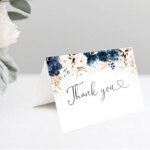 Navy Blue and Dusty Rose Baby Dusche Dankeskarte
