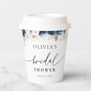 Navy Blue and Dusty Rose Brautparty Paper Cup Pappbecher