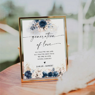 Navy Blue and Dusty Rose Generation Liebe Signatur Sockelschild