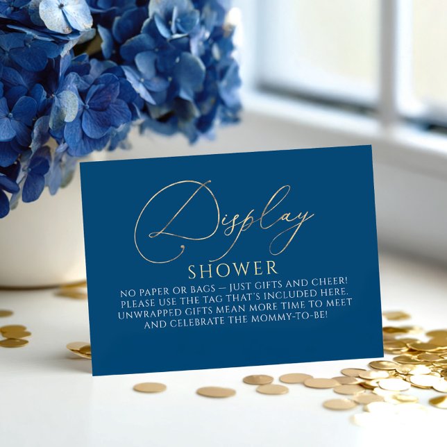 Navy Blue and Gold Baby Shower - Display Shower Begleitkarte (Display Shower Navy Blue and Gold Request Card)