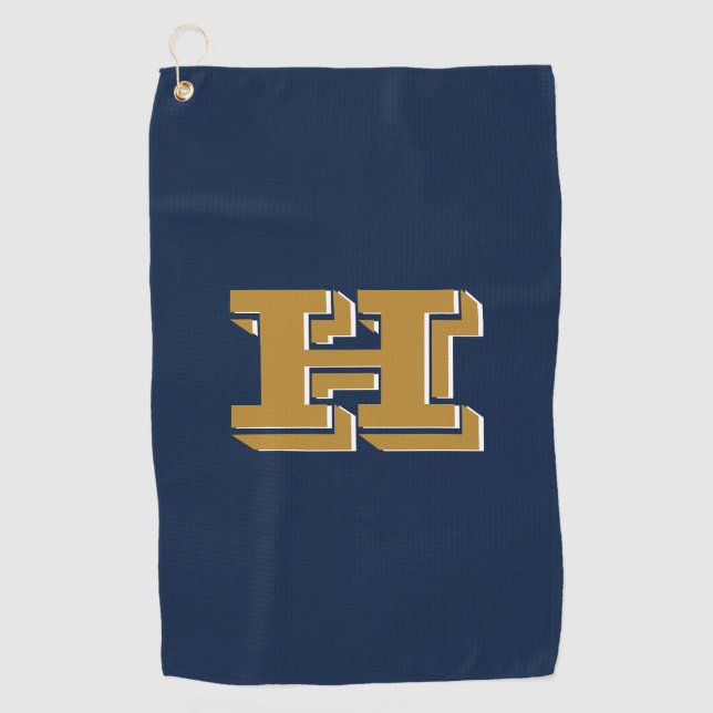 Navy Blue and Gold College Colors Golf Towel Golfhandtuch (Vorderseite)