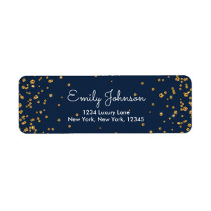 Navy Blue and Gold Foil Confetti Geburtstag