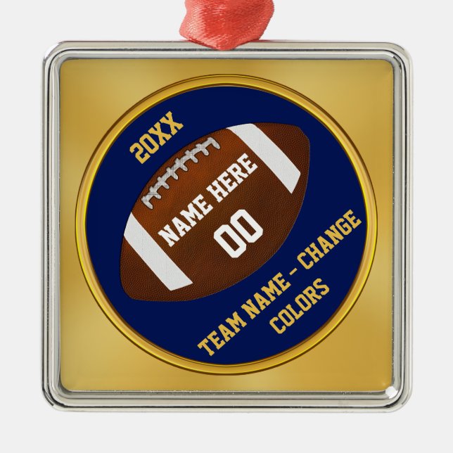 Navy Blue and Gold, Football Ornament Personalisie (Vorne)