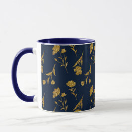 Navy Blue and Gold Modern Boho Custom Logo Mug Tasse