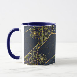 Navy Blue and Gold Modern Boho Custom Logo Mug Tasse