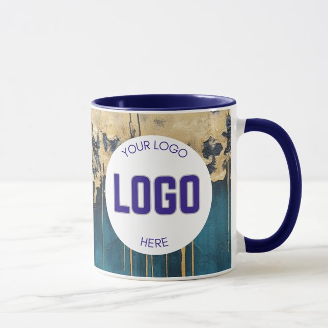 Navy Blue and Gold Modern Boho Custom Logo Mug Tasse (Rechts)
