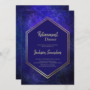 Navy Blue and Gold Retirement Dinner Einladung
