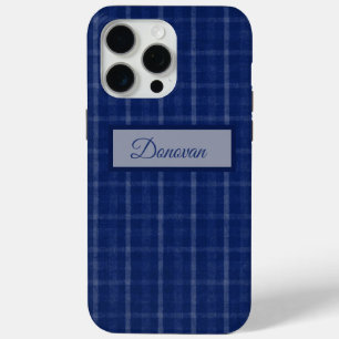Navy Blue and Gray Kariert Case-Mate iPhone 15 Fal Hülle