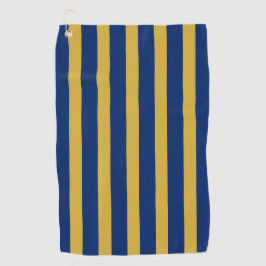 Navy Blue and Metallic Gold Vertical Striped Golfhandtuch