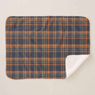 Navy Blue and Orange Plaid