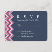 Navy Blue and Pink Zickzack RSVP-Karte für Hochzei