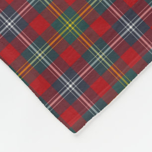 Navy Blue and Red Foster Clan Tartan Monogram Fleecedecke