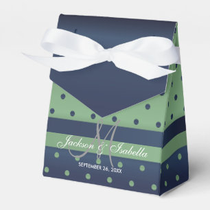 Navy Blue and Sage Green Polka Dots Geschenkschachtel