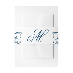 Navy Blue and Silver Gray Blüh Response Card Einladungsbanderole