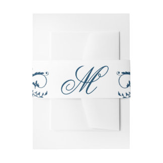 Navy Blue and Silver Gray Blüh Response Card Einladungsbanderole