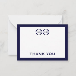 Navy Blue and White Business Logo Dankeschön Karte