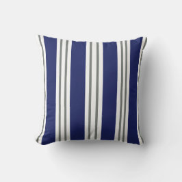 Navy Blue and White Coastal Stripes Kissen