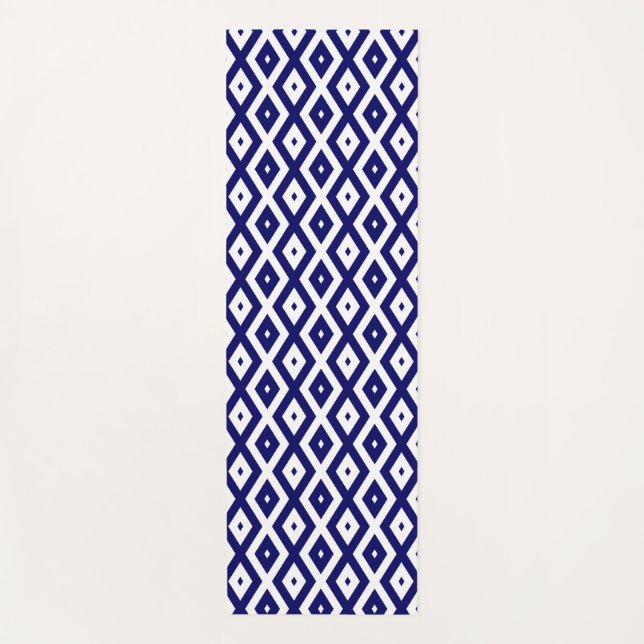 Navy blue and white diamond pattern yogamatte (Vorderseite)