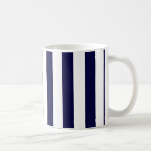 Navy Blue and White Extra Large Stripe Pattern Kaffeetasse
