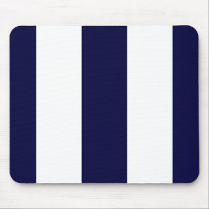 Navy Blue and White Extra Large Stripe Pattern Mousepad