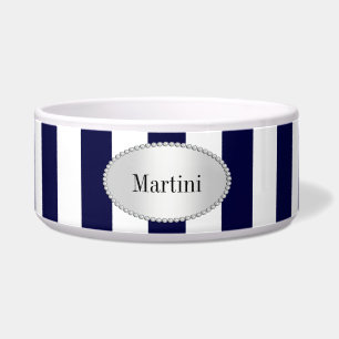 Navy Blue and White Extra Large Stripe Pattern Napf