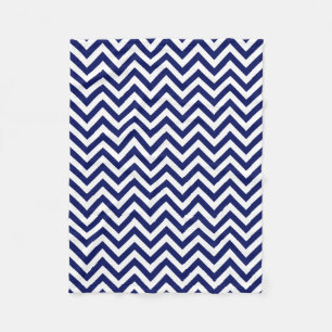 Navy Blue and White Large Zickzack ZigZag Muster Fleecedecke