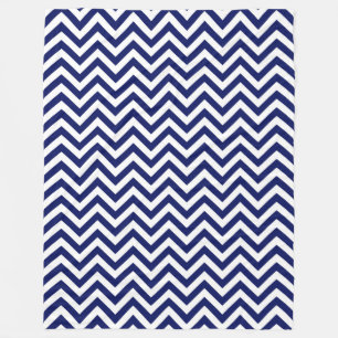 Navy Blue and White Large Zickzack ZigZag Muster Fleecedecke