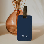Navy Blue and White | Modern Monogram Gepäckanhänger<br><div class="desc">This modern luggage tag design features a dark navy blue background,  with your initials in bold white text for a look that is simple and stylish,  yet professional.</div>
