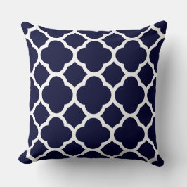 Navy Blue and White Quatrefoil Pattern Kissen