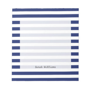 Navy Blue and White Stripe Pattern Notizblock