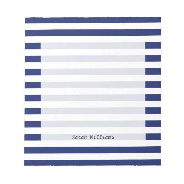 Navy Blue and White Stripe Pattern Notizblock (Vorderseite)