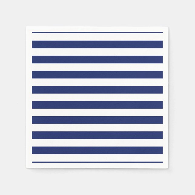 Navy Blue and White Stripe Pattern Serviette (Vorderseite)