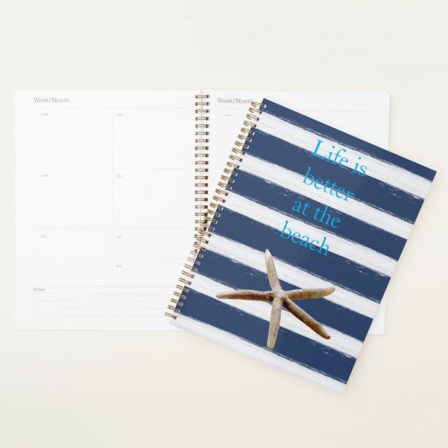 Navy Blue and White Stripes Starfish Planer (Anzeige)