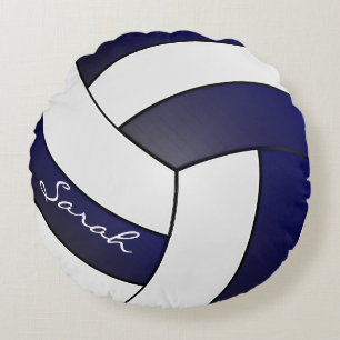 Navy Blue and White Volleyball 🏐   DIY Name Rundes Kissen