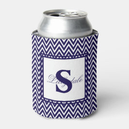 Navy Blue and White Zickzack Stripe Dosenkühler