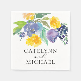 Navy Blue and Yellow Floral Elegant Serviette