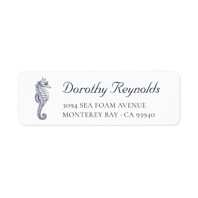 Navy Blue Antique Seepferd. Rücksendeadresse (Vorne)