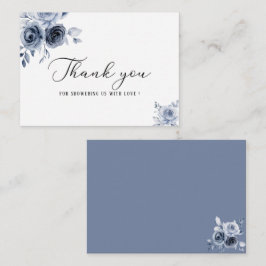 Navy Blue Aquarell Blume und Blätter Babyshow Mitteilungskarte