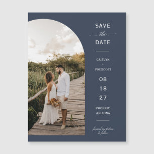 Navy Blue Arch Foto Save the Date Magnetkarte
