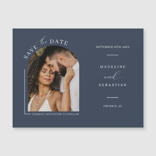 Navy Blue Arch Foto Save the Date Magnetkarte