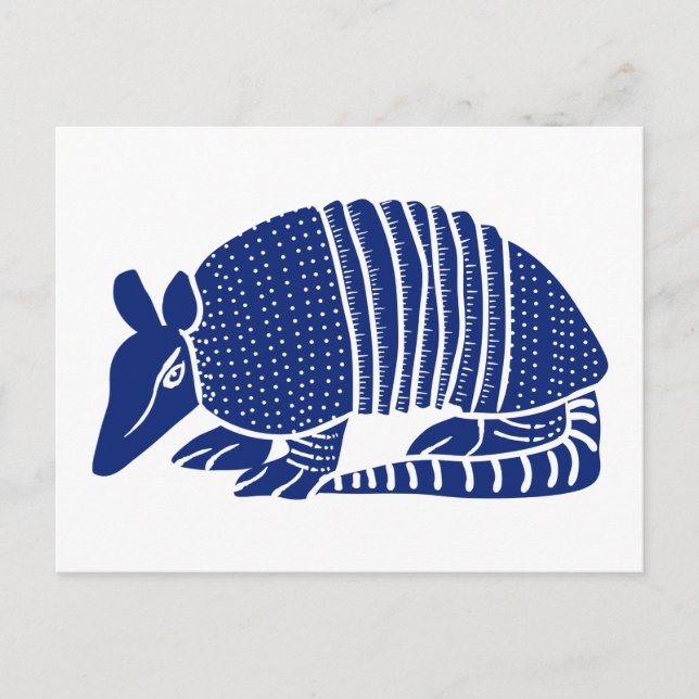 Navy Blue Armadillo Grafik Illustration Postkarte (Vorderseite)
