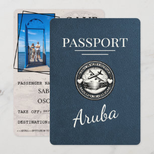 Navy Blue Aruba Reisepass Save The Date